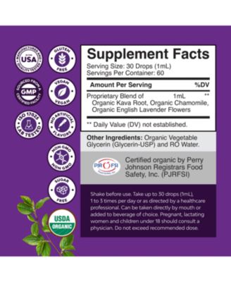 Organic Kava Kava Complex | Mood Support Supplement, Calming High Concentration Extract with Chamomile & Lavender Flavor | 60ml