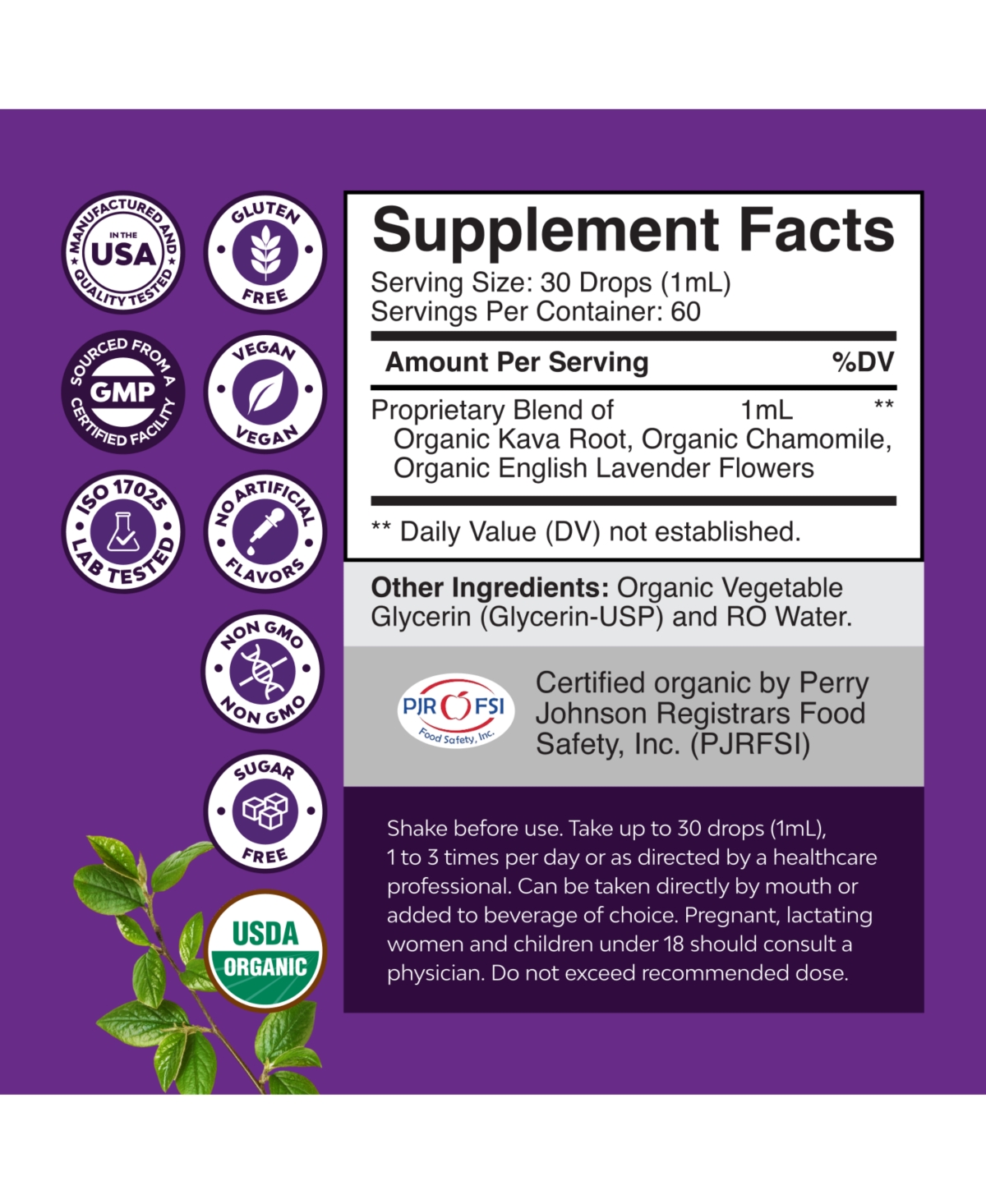 Kava Kava Complex | Mood Support Supplement, Calming High Concentration Extract with Chamomile & Lavender Flavor | 60ml