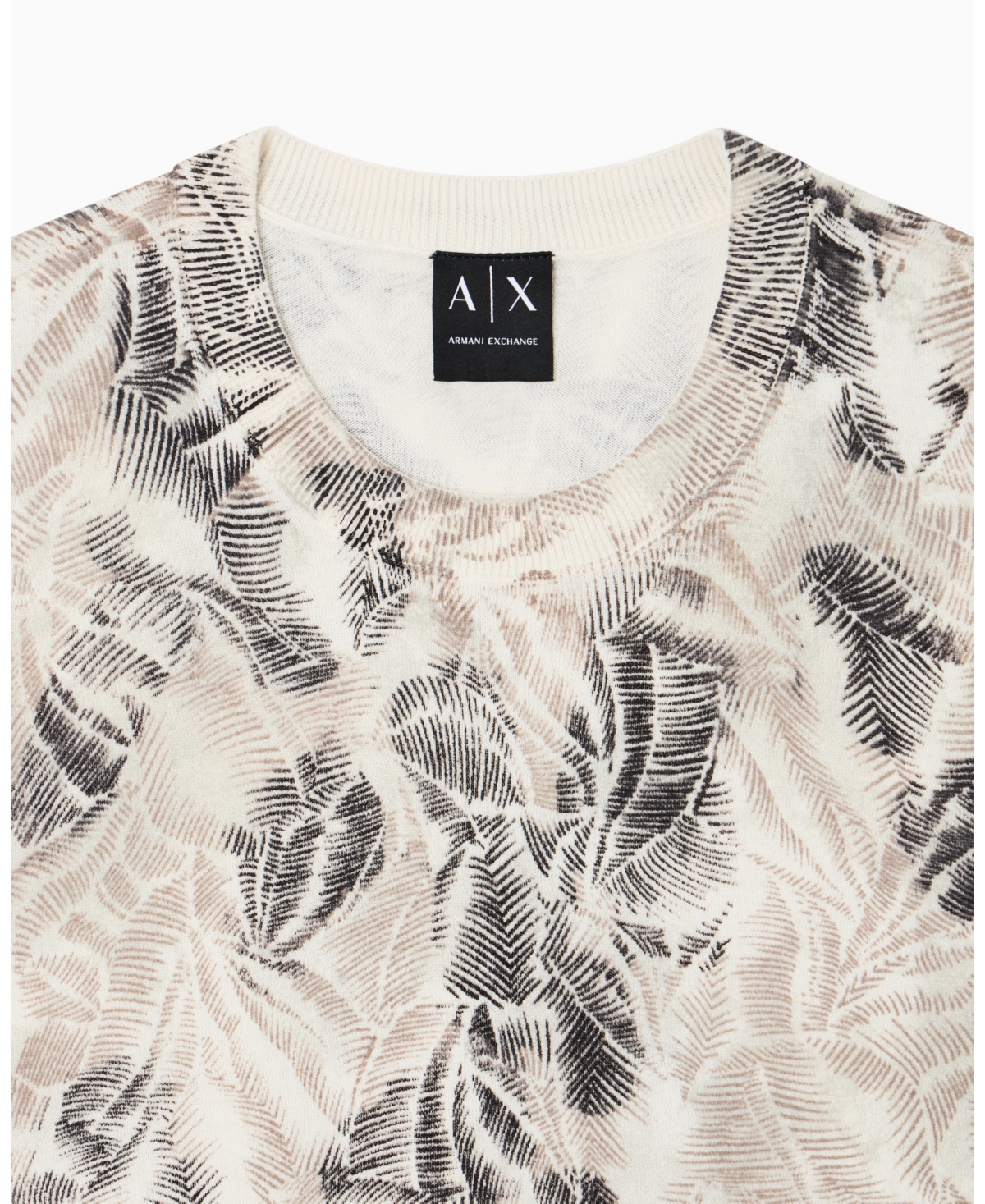 A|X Armani Exchange Men's Ibiza X Leaf Print Crewneck Sweater