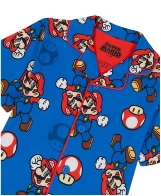 Boys' Toddler 2T-4T Mario Party Collared Shirt and Pajama Pants, 2-Piece Set