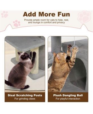 Stable Cat Tree with 2-Tier Cat Condo, Multi-Level Tower with Scratching Post