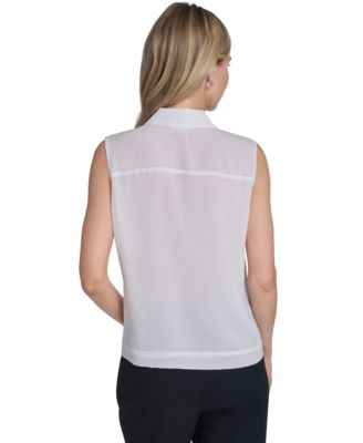 Women's Sleeveless Pleated Front Blouse