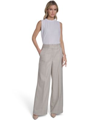 Women's Windowpane Wide-Leg Pants