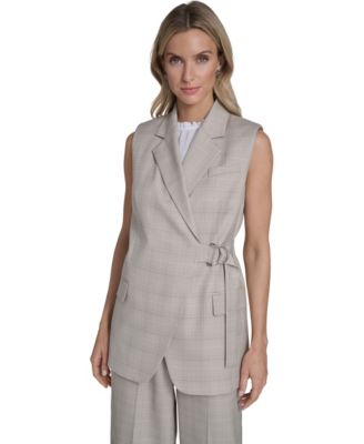 Women's Collared Windowpane Vest Top