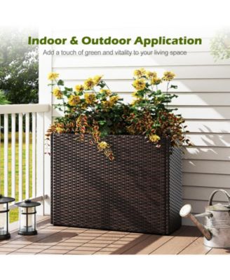 24 Inch Outdoor Wicker Raised Garden Bed with PE Liner