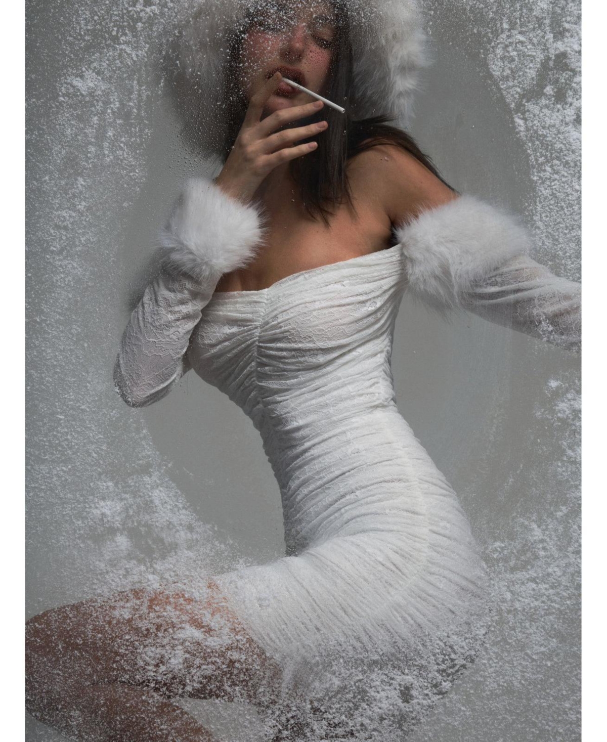 Miss Circle Women's Lani Lace Off-Shoulder Ruched Mini Dress