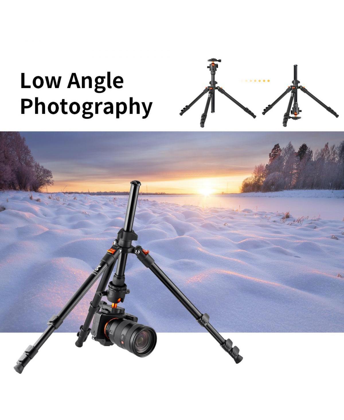 K&F Concept K234A1 4-Section Lightweight Aluminum Travel Vlog Tripod with Ball Head