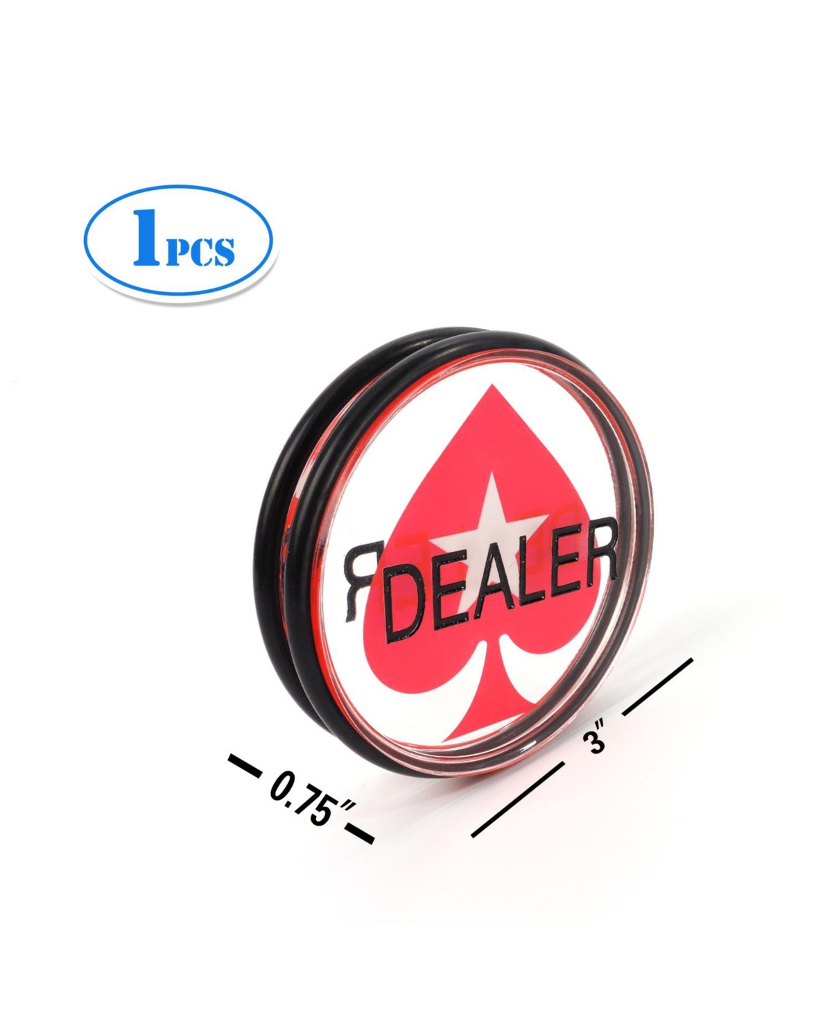 Gse Games & Sports Expert 1-Pack 3" Double-Sided Casino Grade Clear Acrylic Poker Dealer Puck Button for Gambling Card Games