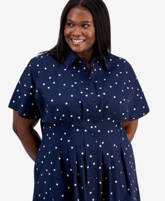 Trendy Plus Size Marjorie Pleated-Waist Shirtdress