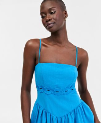 Juniors' Square-Neck Sleeveless Midi Dress