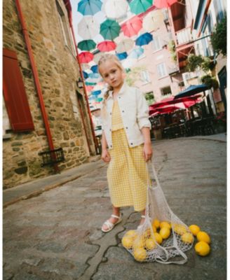 Toddler Girls Capri Jumpsuit with Smocking Gingham