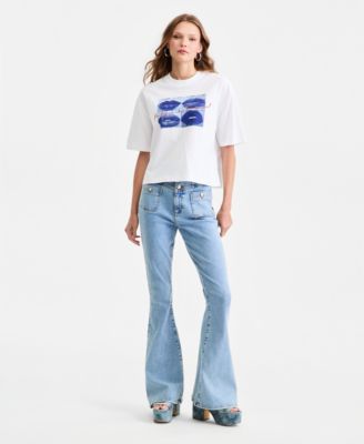 Women's Cotton Oversized French Lips Tee