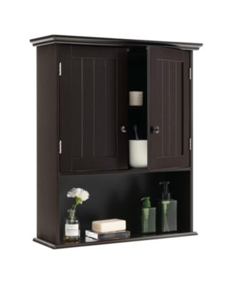 Wall-Mount Bathroom Storage Cabinet with Doors and Shelves Organizer