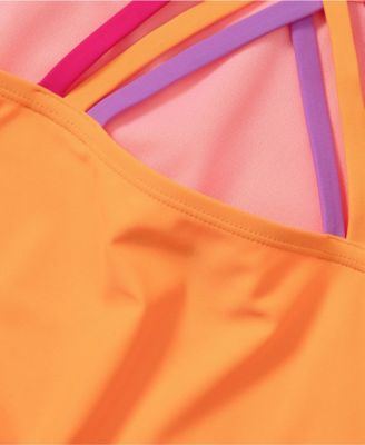 Girls Chlorine Resistant Strappy X-Back Tankini Top