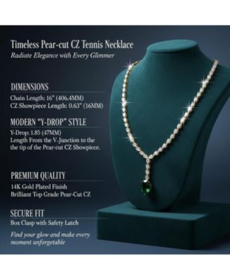Timeless 14K Gold Plated Pear-cut Cubic Zirconia Tennis Necklace