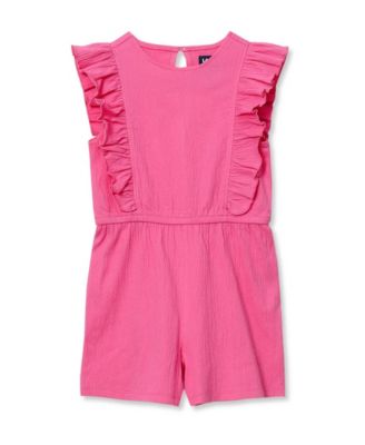 Girls Sleeveless Ruffle Knit Romper