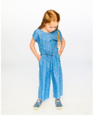 Big Girls 4–16 Chambray Floral-Print Jumpsuit