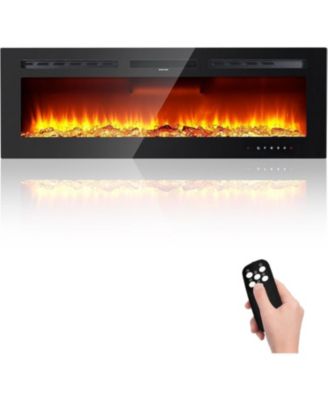 60" Wall-Mounted Electric Fireplace with Heater, 750/1500W, 12 Flame Colors, Remote & WiFi, Slim Recessed Design