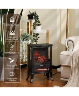 Electric Fireplace Stove with 17" Size, 1500W Power & 3 Sided Teal Checkerboard Flame View