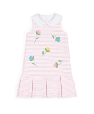 Toddler Girls Stripe Pique Dress With Tulips