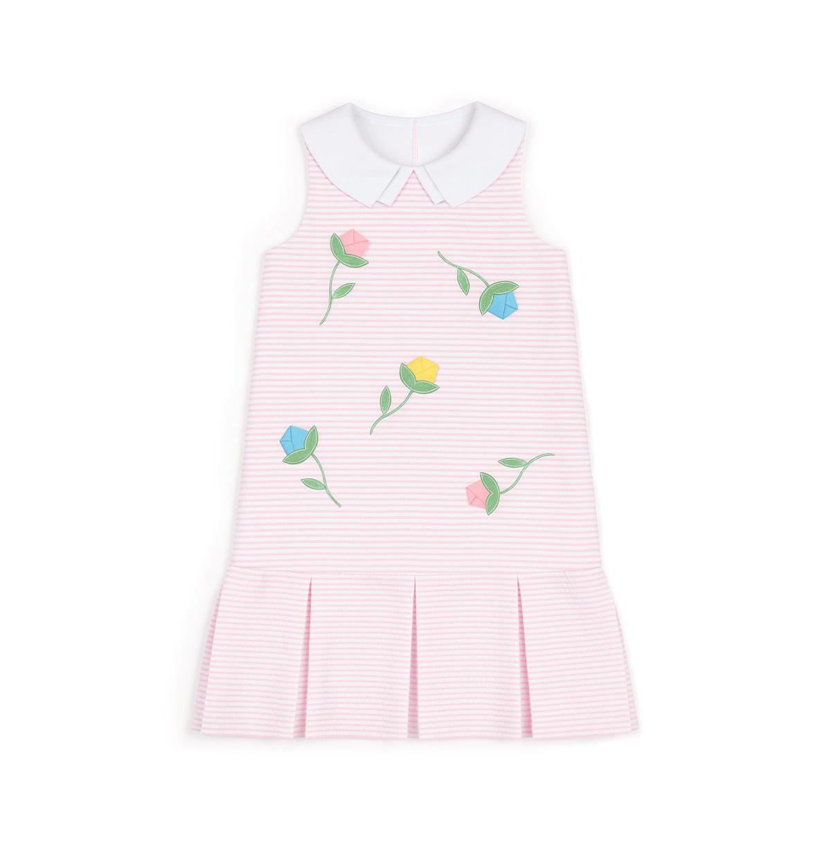 Florence Eiseman Toddler Girls Stripe Pique Dress With Tulips