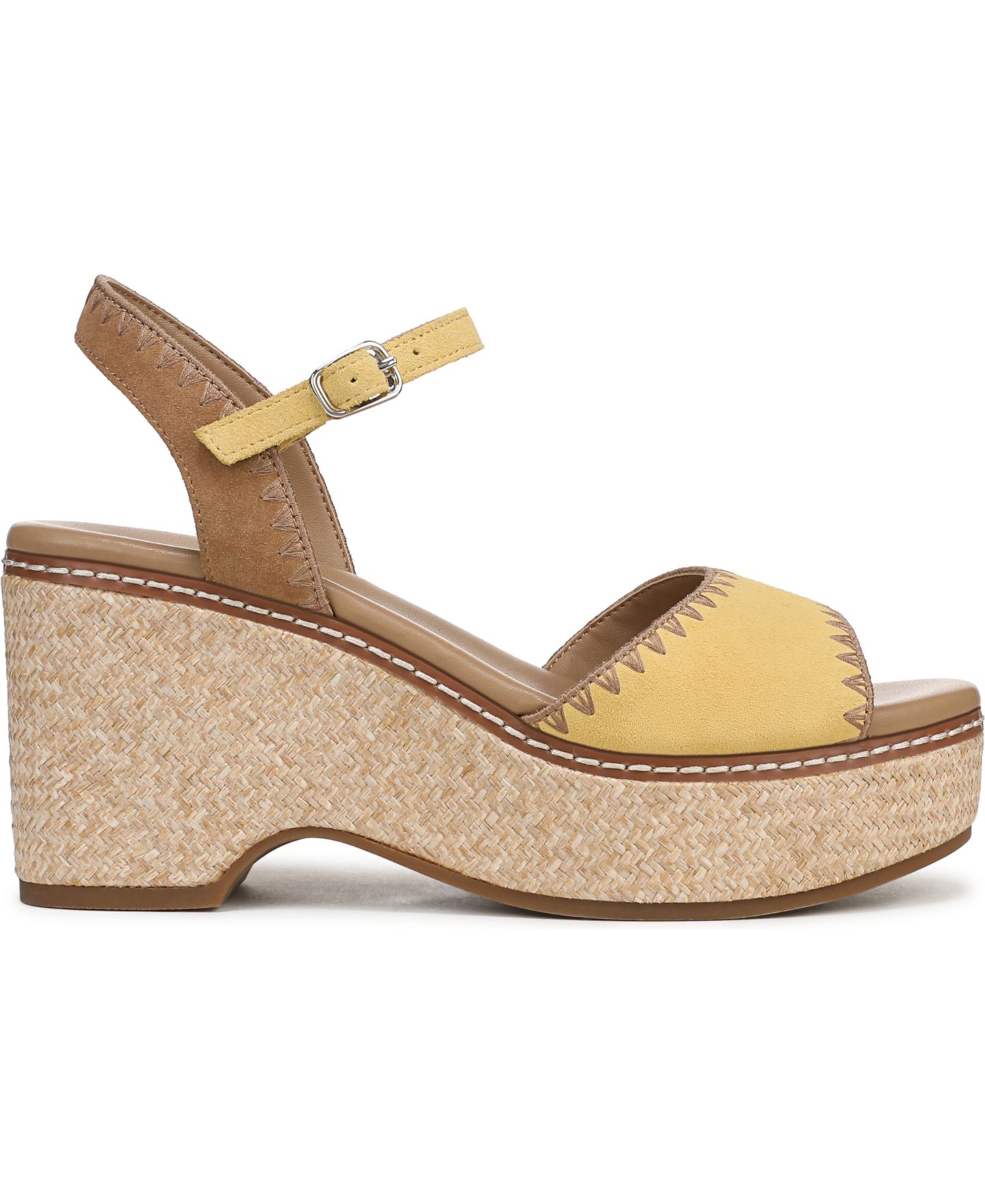 Женские сандалии Naturalizer Della Strappy Wedge Heel, цвет: Жёлтый разноцветный замшевый — фото 2