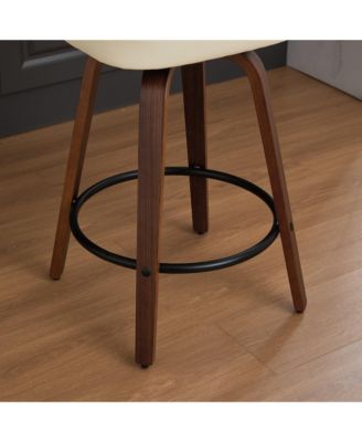 Set of 2 Swivel PU Bar Stools with Padded 3.5-inch Seat Cushion for Dining Pup