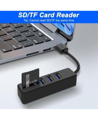 5 in 1 USB A Hub Splitter, 480Mbps Data Transfer & SD/TF Card Reader, for Laptop/Smartphone,Ideal for Office Workers