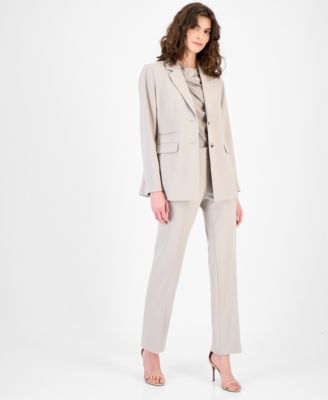 Women's Two-Button Blazer, Asymmetric Pleated Top & Pants