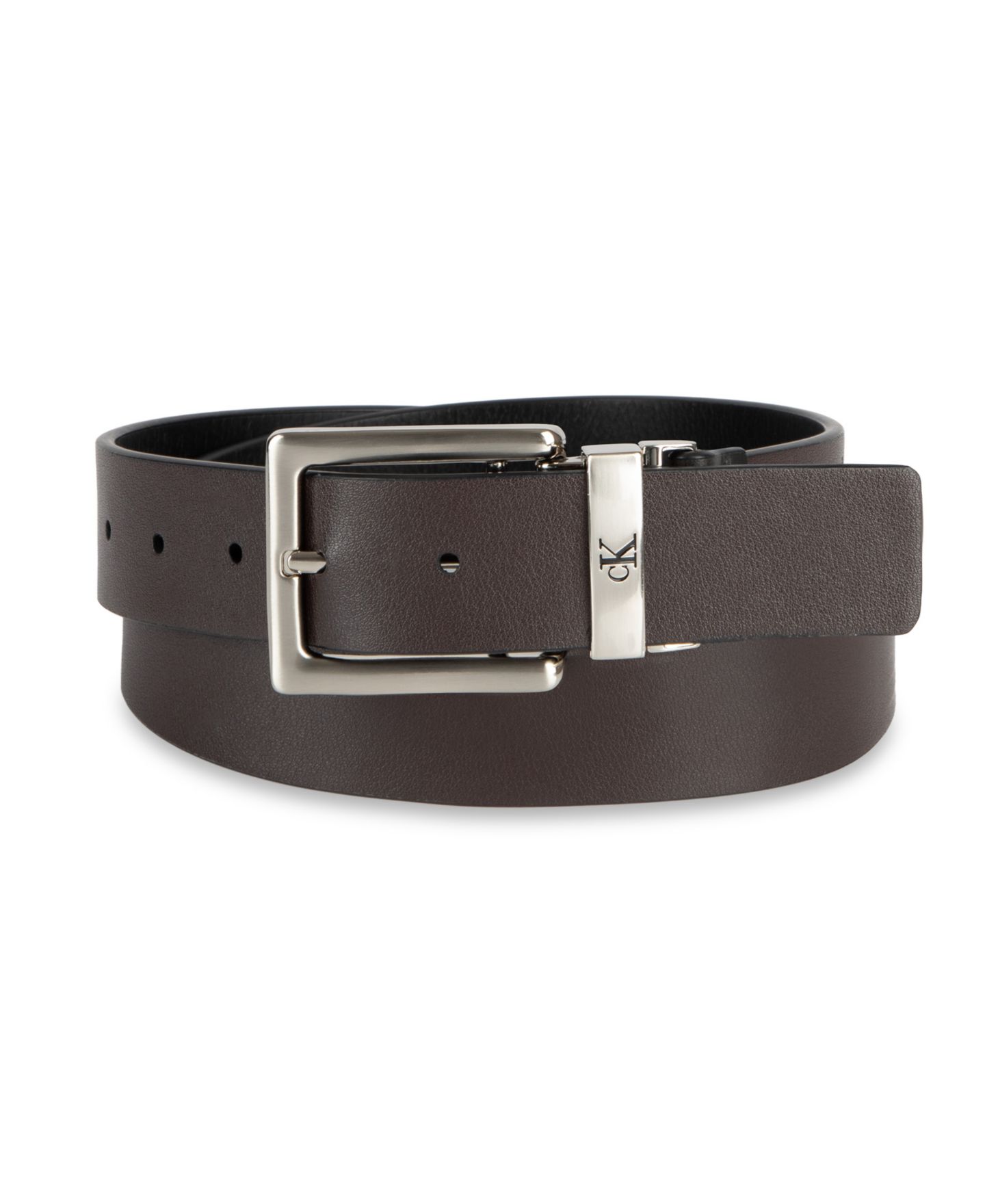 Мужской ремень Calvin Klein 35MM Reversible Leather Dress Belt, цвет: Чёрный / Коричневый — фото 2