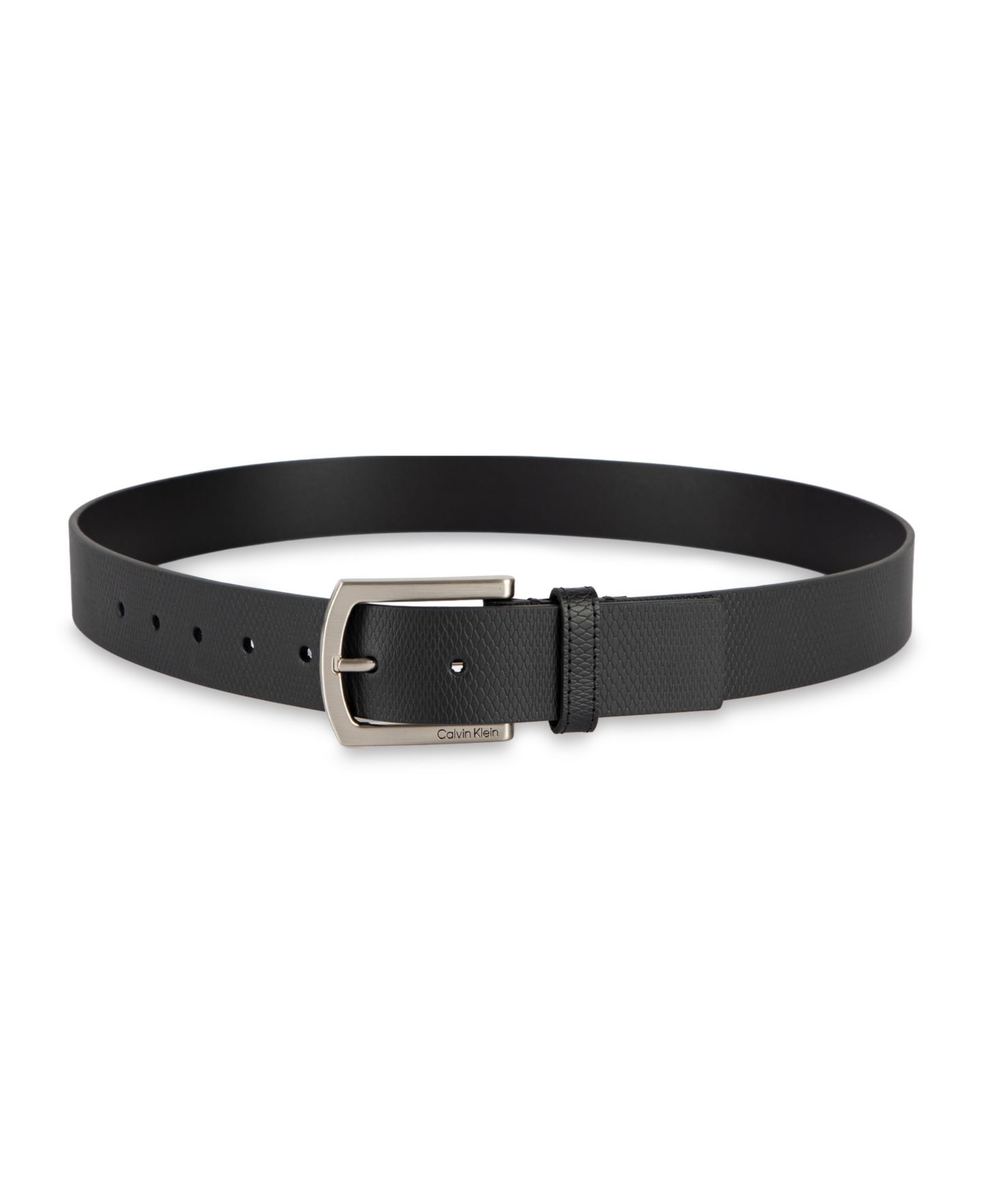 Мужской ремень Calvin Klein 35MM Embossed Leather Dress Belt, цвет: Чёрный — фото 4