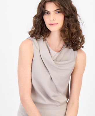 Women's Sleeveless Pleated Asymmetrical Top