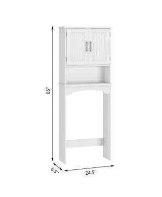Over The Toilet Storage Cabinet with Double Doors and Anti-Tip Device, Above , Free Standing Toilet Cabinet