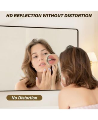 72x36 Inch Black Metal Frame Bathroom Mirror | Rounded Rectangle Anti-Rust Vanity Wall Mirror | Horizontal or Vertical Mount for Bathroom