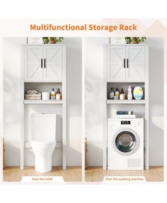 23.6 Inches Wide Toilet Rack with Over The Toilet Storage Cabinet , Small Freestanding Space Saver