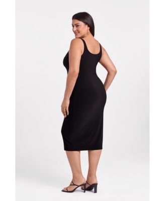 Women's Sculpting Shapewear Square Neck Tank Midi Dress
