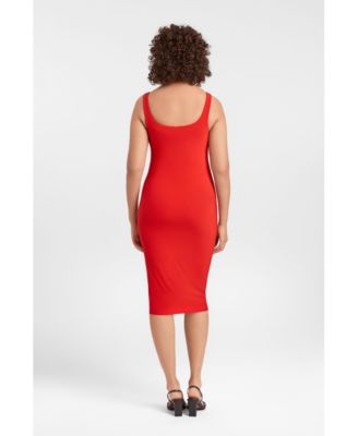Women's Sculpting Shapewear Square Neck Tank Midi Dress