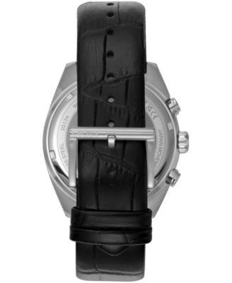 Men's Chronograph Black Dial Leather Strap Watch, 42mm