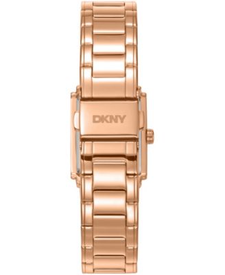 Women's Dark Blue Dial Crystal Accented Case Rose-Gold Tone Stainless Steel Bracelet Watch, 23 x 30mm