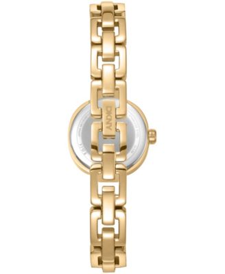 Women's Chamoagne Crystal Accented Dial Gold-Tone Stainless Steel Open Link Bracelet Watch, 24mm