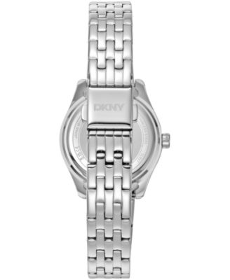 Women's Silver Dial Fluted Bezel Stainless Steel Bracelet Watch, 30mm