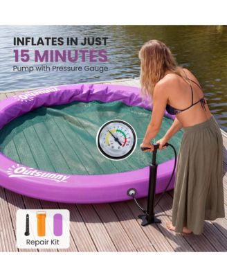 8FT Inflatable Water Hammock Floating Ring Dock Platform,