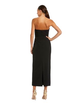 Women's Strapless Crepe Ankle Dress