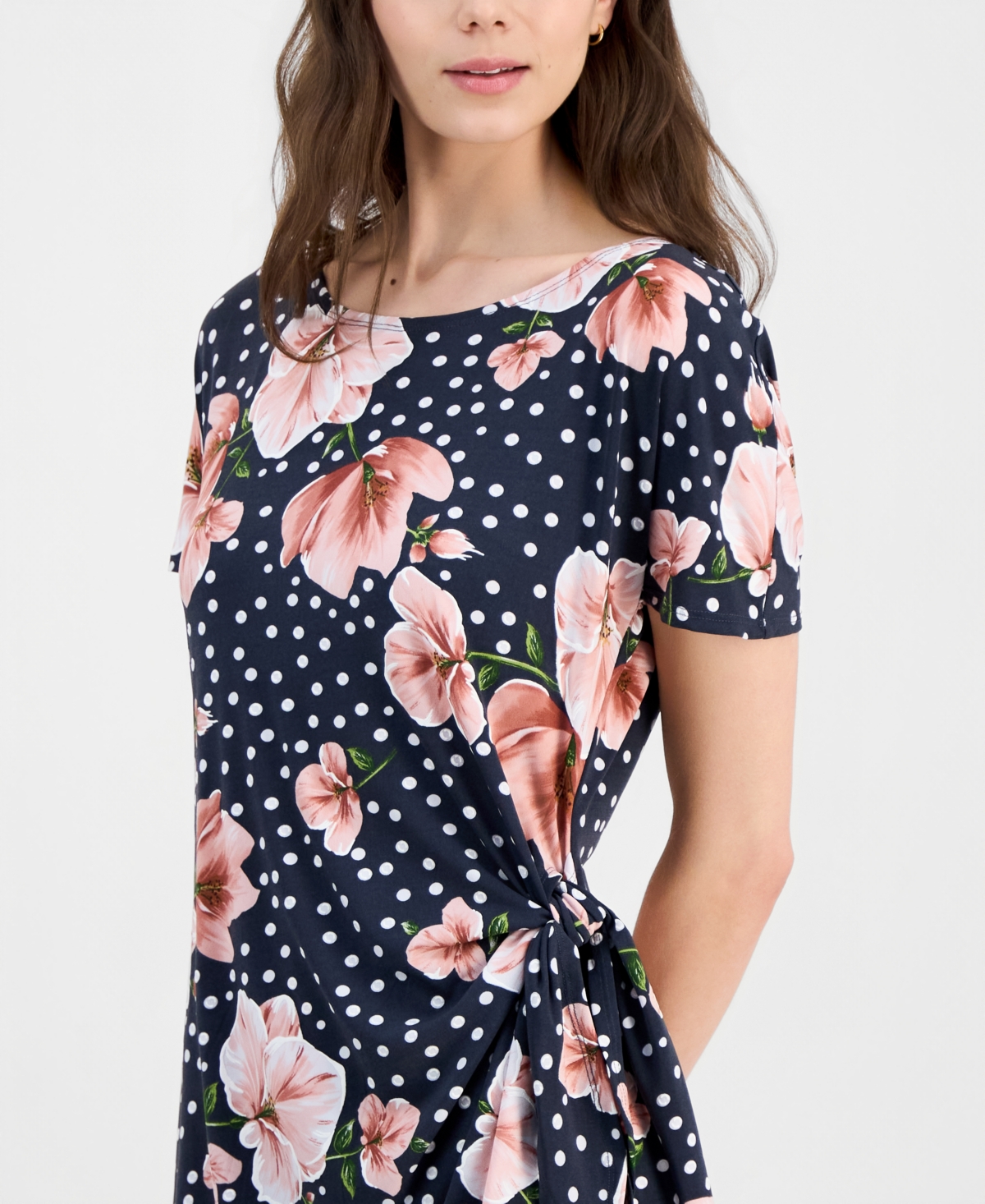 Robbie Bee Women's Printed Short-Sleeve Sarong Dress