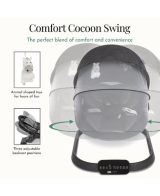 Baby Comfort Cocoon Smart Swing 0–24 Months with 5 Speeds, Remote & TUYA Control, Dual-Climate Seat Pad & 3 Point Harness