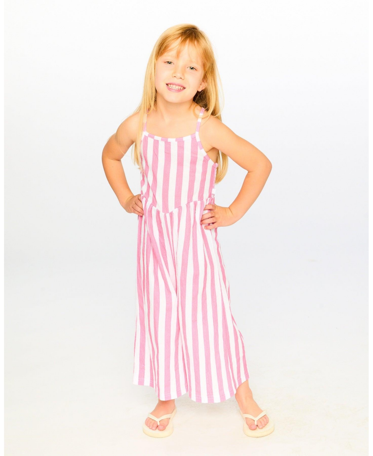 Deux par Toddler Girls Crinkle Jersey Striped Jumpsuit