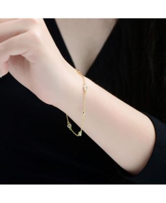 Classic Bezel Set Cubic Zirconia Chain Station Bracelet