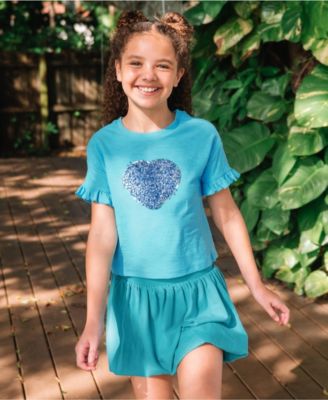 Girls Short Sleeve Ruffle Tee