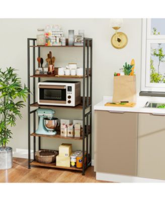 5-Tier Bookshelf with Adjustable and Tiltable Shelves