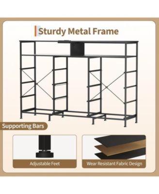 Dresser for Bedroom with 11 Drawers Featuring LED Light and Power Outlet, Fabric Dressers & Chest of Drawers with Open Shelves for Hallway